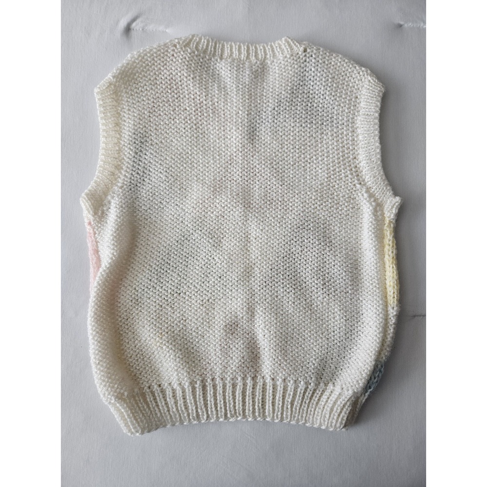 Vtg One Step Up Knit Pastel Triangle Geometric Colorblock Easter Spring Vest L - Picture 4 of 12